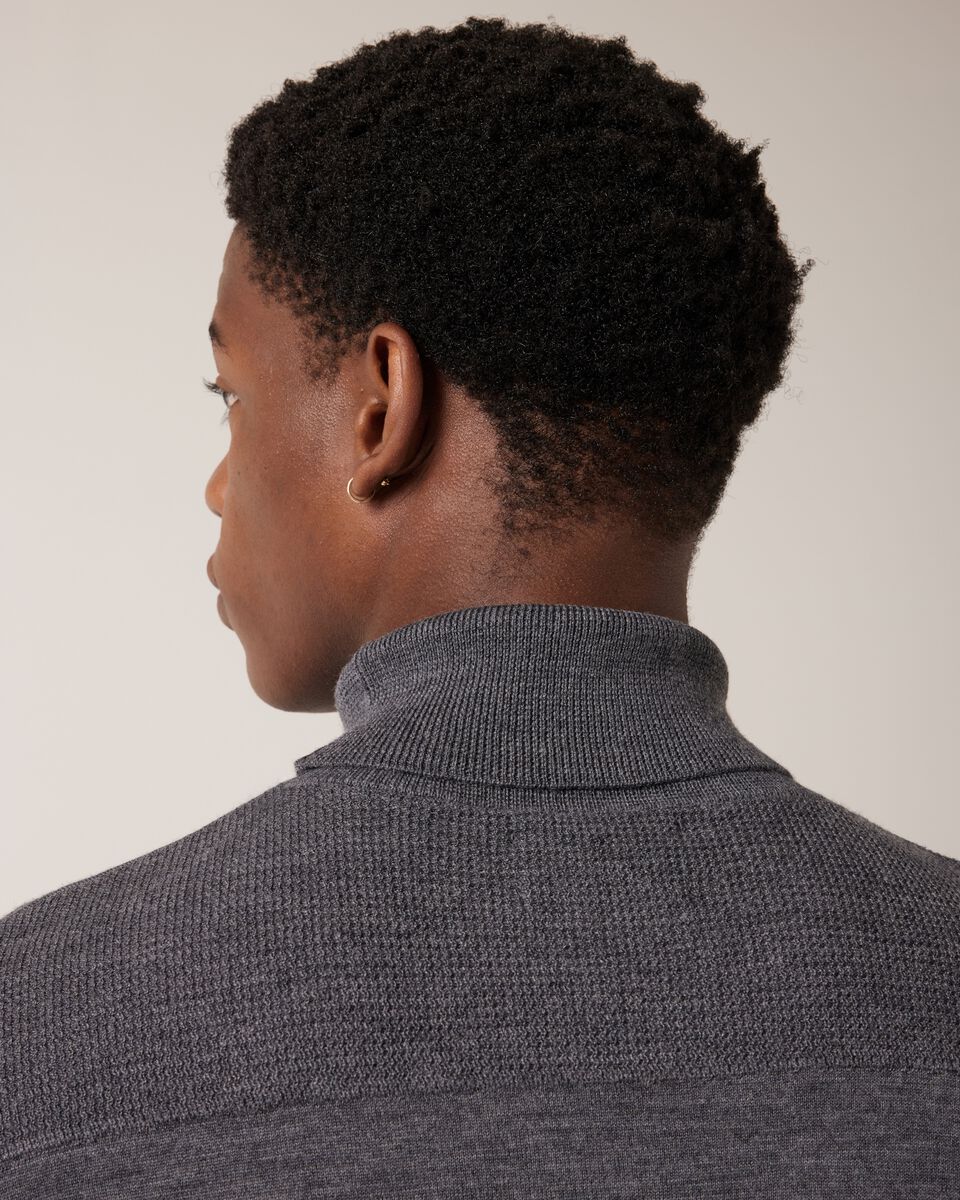 Merino Wool Roll Neck, Charcoal, hi-res